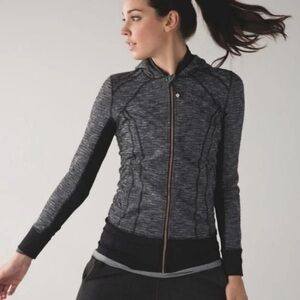 Lululemon Daily Practice Jacket Hoodie Rose Gold Full Zip Up Black Gray